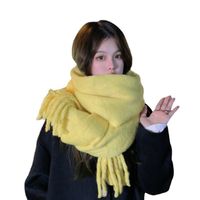 Women's Fashion Solid Color Polyester Tassel Winter Scarves main image 3