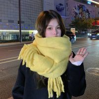 Women's Fashion Solid Color Polyester Tassel Winter Scarves sku image 11