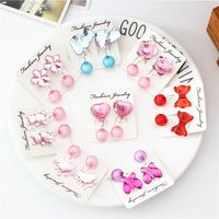 Cartoon Style Heart Shape Flower Arylic Handmade Kid's Drop Earrings 1 Pair main image 2