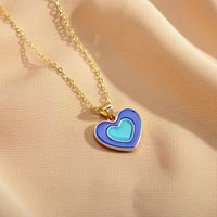 Cute Simple Style Heart Shape Copper Enamel Plating Pendant Necklace main image 6