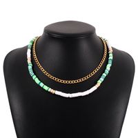 N9043 Bohemian Ethnic Style Vintage Necklace Color Leather Cushion Double-layer Clavicle Chain Simple Temperament Necklace Women sku image 8