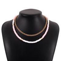 N9043 Bohemian Ethnic Style Vintage Necklace Color Leather Cushion Double-layer Clavicle Chain Simple Temperament Necklace Women sku image 7