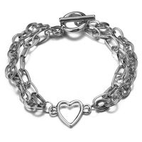 Retro Chain Peach Heart Creative Alloy Double Layer Anklet sku image 2
