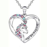 1 Piece Fashion Heart Shape Alloy Inlay Rhinestones Girl's Pendant Necklace main image 3