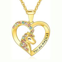 1 Piece Fashion Heart Shape Alloy Inlay Rhinestones Girl's Pendant Necklace main image 2