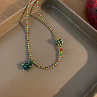 Cute Santa Claus Glass Beaded Christmas Unisex Pendant Necklace 1 Piece sku image 3