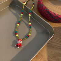 Cute Santa Claus Glass Beaded Christmas Unisex Pendant Necklace 1 Piece sku image 4