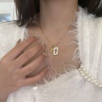 Hip-hop Cross Stainless Steel Hollow Out Zircon Necklace 1 Piece main image 3