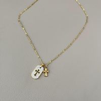 Hip-hop Cross Stainless Steel Hollow Out Zircon Necklace 1 Piece sku image 1