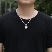 Mode Geometrisch Kupfer Inlay Künstliche Edelsteine Männer Halskette Mit Anhänger main image 1