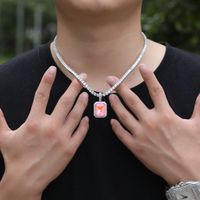 Mode Geometrisch Kupfer Inlay Künstliche Edelsteine Männer Halskette Mit Anhänger main image 2