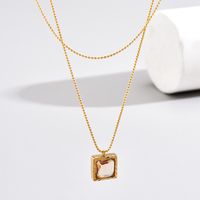 Elegant Square Stainless Steel Inlay Zircon Layered Necklaces 1 Piece main image 2