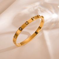Fashion Round Stainless Steel Gold Plated Zircon Gold Plated Bangle main image 5