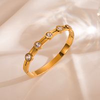 Fashion Round Stainless Steel Gold Plated Zircon Gold Plated Bangle main image 2