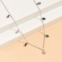 Simple Style Rectangle Stainless Steel Inlay Zircon Necklace 1 Piece sku image 2
