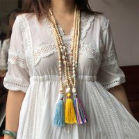 Vacation Tassel Beaded Soft Clay Women's Necklace 1 Piece main image 3