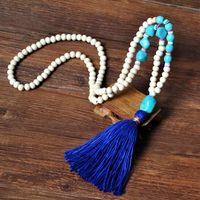 1 Piece Fashion Tassel Wood Turquoise Soft Clay Beaded Women's Pendant Necklace sku image 3