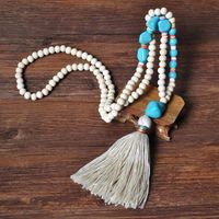 1 Stück Mode Quaste Holz Türkis Weichen Lehm Perlen Frau Halskette Mit Anhänger sku image 4