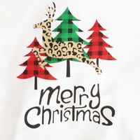 Christmas Fashion Christmas Tree Letter Plaid Patchwork 100% Cotton Girls Clothing Sets main image 2