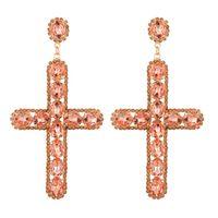 Fashion Cross Metal Inlay Artificial Rhinestones Women's Drop Earrings 1 Pair main image 3