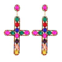 Fashion Cross Metal Inlay Artificial Rhinestones Women's Drop Earrings 1 Pair sku image 4