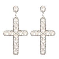 Fashion Cross Metal Inlay Artificial Rhinestones Women's Drop Earrings 1 Pair sku image 6