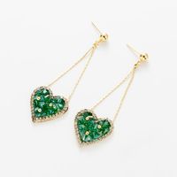 Fashion Leaves Heart Shape Flower Copper Gold Plated Inlay Artificial Gemstones Pearl Drop Earrings 1 Pair main image 6