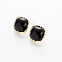 Fashion Round Sector Copper Gold Plated Inlay Gem Opal Drop Earrings Ear Studs 1 Pair main image 3