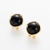 Fashion Round Sector Copper Gold Plated Inlay Gem Opal Drop Earrings Ear Studs 1 Pair main image 4