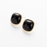 Fashion Round Sector Copper Gold Plated Inlay Gem Opal Drop Earrings Ear Studs 1 Pair sku image 3