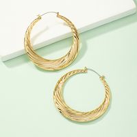 Fashion Stripe Solid Color Alloy Plating Women's Hoop Earrings 1 Pair main image 4