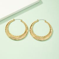 Fashion Stripe Solid Color Alloy Plating Women's Hoop Earrings 1 Pair main image 6