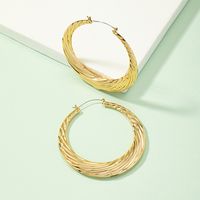 Fashion Stripe Solid Color Alloy Plating Women's Hoop Earrings 1 Pair main image 5