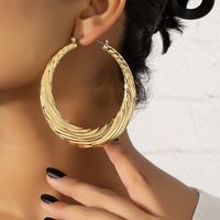 Fashion Stripe Solid Color Alloy Plating Women's Hoop Earrings 1 Pair main image 7