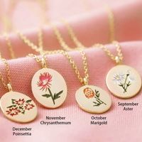 Fashion Oval Flower Stainless Steel Plating Pendant Necklace 1 Piece main image 6