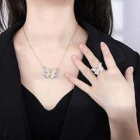 Fashion Butterfly Alloy Inlaid Zircon Women's Rings Necklace main image 4