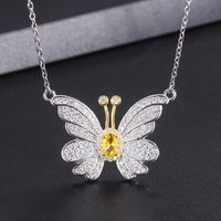 Mode Papillon Alliage Zircon Incrusté Femmes Anneaux Collier sku image 2