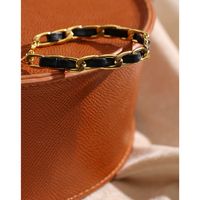Rétro Géométrique Corde En Cuir Acier Au Titane Femmes Bracelets Collier main image 3