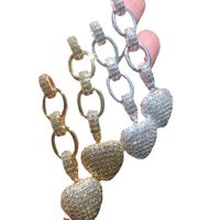 Einfacher Stil Herzform Kupfer Vergoldet Inlay Künstlicher Diamant Tropfenohrringe 1 Paar main image 4