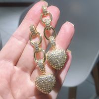 Einfacher Stil Herzform Kupfer Vergoldet Inlay Künstlicher Diamant Tropfenohrringe 1 Paar main image 3