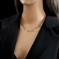 Fashion Star Moon Titanium Steel Enamel Necklace 1 Piece sku image 6