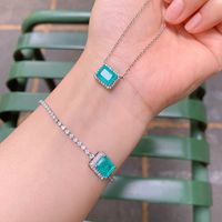 Retro Square Copper Gold Plated Inlay Zircon Women's Bracelets Necklace main image 1