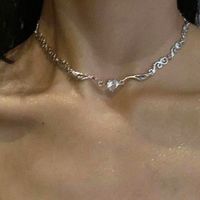 Simple Style Heart Shape Alloy Plating Artificial Rhinestones Women's Pendant Necklace sku image 2