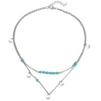 European And American Style Turquoise Clavicle Chain Sequin Double-layer Necklace Nhpj134468 sku image 1