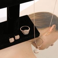 Fashion Square Artificial Crystal Plating Artificial Rhinestones Women's Rings Earrings Necklace 1 Set main image 1