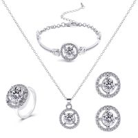 Fashion Square Artificial Crystal Plating Artificial Rhinestones Women's Rings Earrings Necklace 1 Set sku image 3