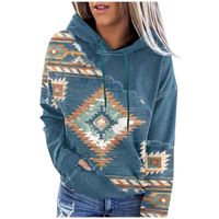 Women's Hoodie Long Sleeve Hoodies & Sweatshirts Printing Pocket Ethnic Style Argyle main image 5