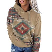 Women's Hoodie Long Sleeve Hoodies & Sweatshirts Printing Pocket Ethnic Style Argyle main image 4