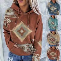 Women's Hoodie Long Sleeve Hoodies & Sweatshirts Printing Pocket Ethnic Style Argyle main image 1