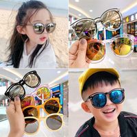 Fashion Solid Color Ac Round Frame Full Frame Kids Sunglasses main image 6